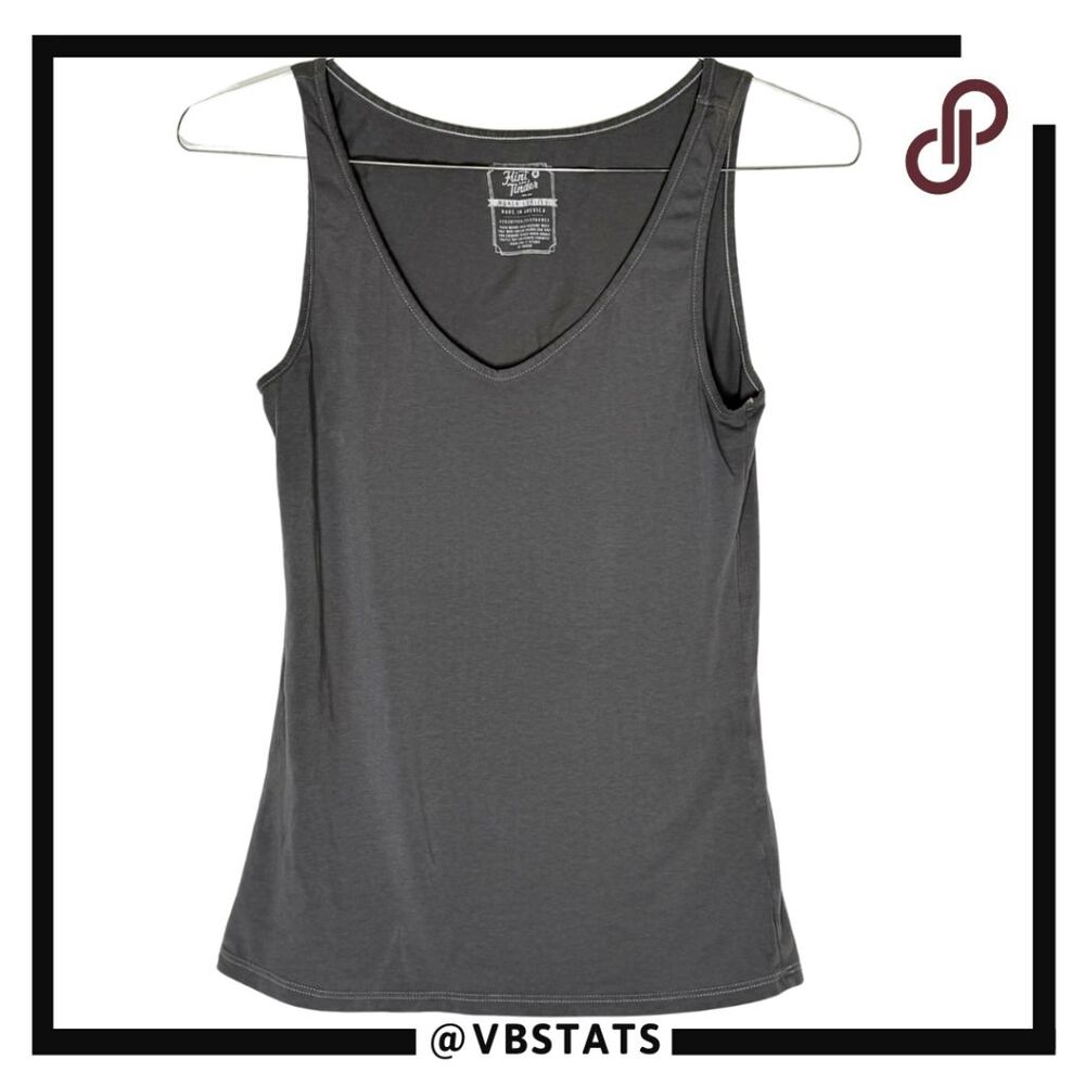 Flint And Tinder Women's V-Neck Sleeveless Stretch Tank Top Gray Size Medium
